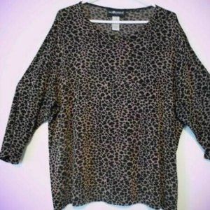 Sag Harbor Women's Shirt 2X Stretch Animal Print